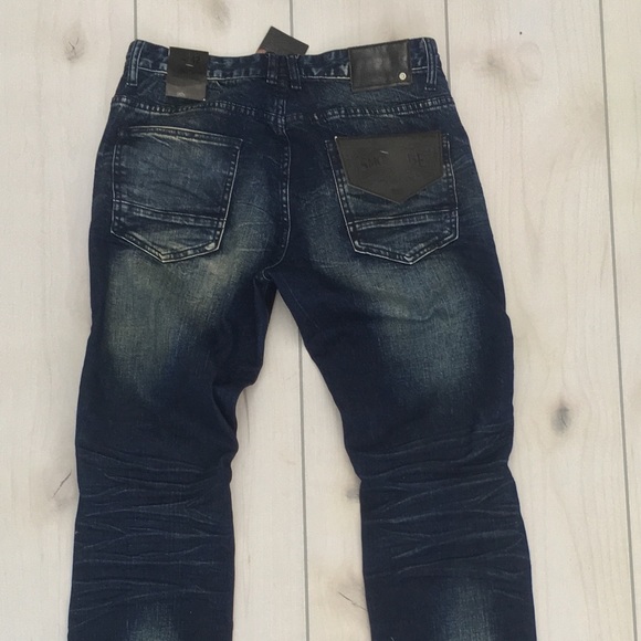 Smoke Rise Distressed Wash Slim Fit Biker Jeans - Picture 5 of 8